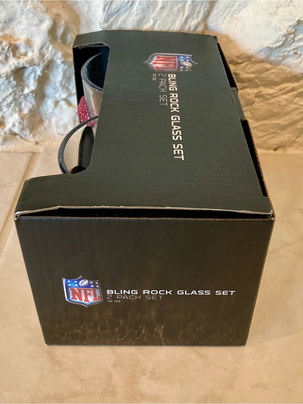 NWT Officially NFL licensed Washington Commanders bling rock glass set
